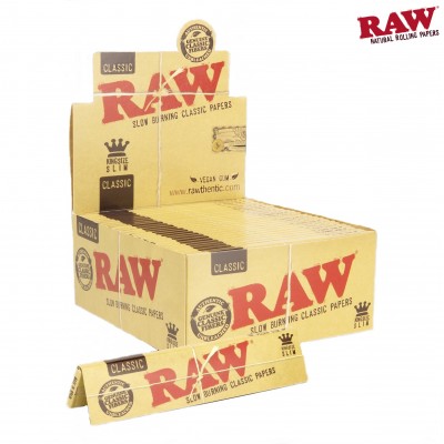 RAW KING SLIM CLASSIC CIGARETTE ROLLING PAPERS 50CT/PACK